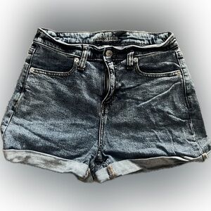 mid rise denim shorts